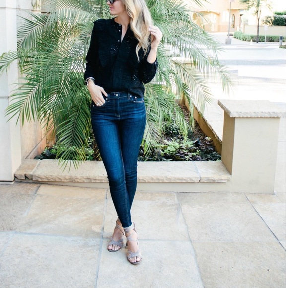 Madewell Tops - NEW • Madewell • Eyelet Pom Pom Blouse Black XL